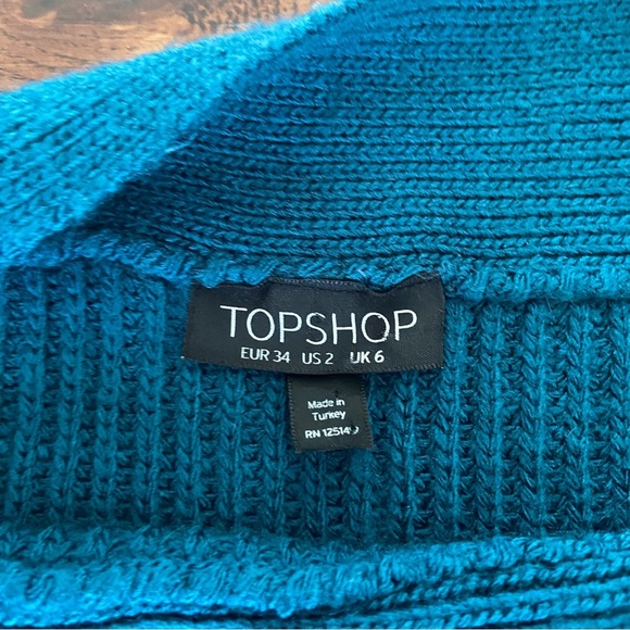 Topshop Teal Knit Sweater with Button Accents - Picture 4 of 14